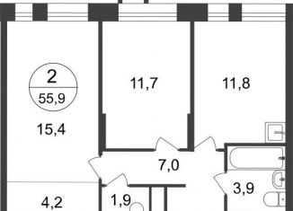 Продам двухкомнатную квартиру, 55.9 м2, Московский, 7-я фаза, к2, ЖК Первый Московский