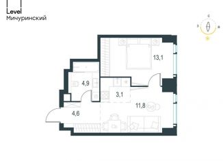 Продажа 2-комнатной квартиры, 37.5 м2, Москва, ЗАО, жилой комплекс Левел Мичуринский, к1