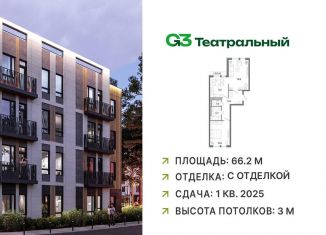 Продам 2-ком. квартиру, 68 м2, рабочий посёлок Ильинский, жилой комплекс Джи3 Театральный, к1