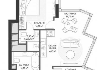 Продажа трехкомнатной квартиры, 63.1 м2, Москва, Воробьёвское шоссе, 2соор2, метро Спортивная