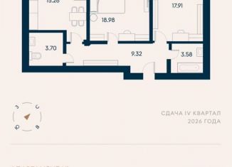 Продажа 3-комнатной квартиры, 73.9 м2, поселок городского типа Заозерное