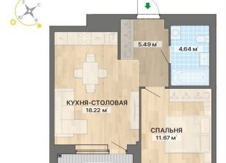 Однокомнатная квартира на продажу, 43.5 м2, Екатеринбург, ЖК Северное Сияние