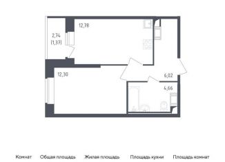 Продажа 1-ком. квартиры, 37.1 м2, Санкт-Петербург, жилой комплекс Живи в Рыбацком, 5, ЖК Живи в Рыбацком