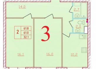 2-ком. квартира на продажу, 61.8 м2, Ленинградская область, Северная улица, 20