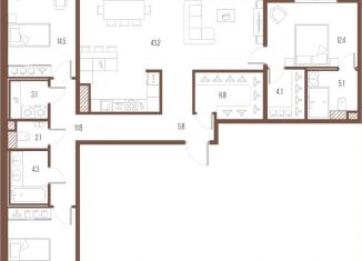 Продам 3-комнатную квартиру, 127.9 м2, Санкт-Петербург, улица Стахановцев, 1, улица Стахановцев