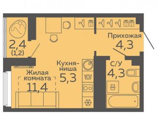 Продается квартира студия, 26.5 м2, Екатеринбург, метро Ботаническая, жилой комплекс Новокольцовский, 2