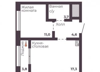 Продажа 1-комнатной квартиры, 36.6 м2, Челябинск
