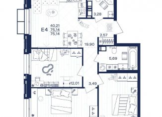 Продажа трехкомнатной квартиры, 75.1 м2, Тульская область