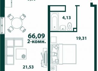 Продам двухкомнатную квартиру, 66.1 м2, Ульяновск, жилой комплекс Аквамарин-2, 3