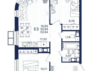 Продажа 2-ком. квартиры, 52.9 м2, Тула