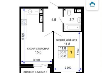 Продаю двухкомнатную квартиру, 36.8 м2, Краснодар