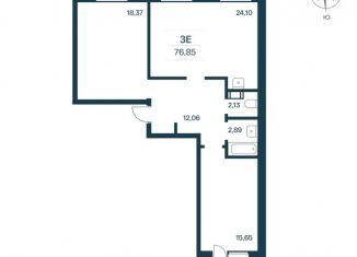 Продается 2-комнатная квартира, 76.4 м2, городской посёлок Янино-1