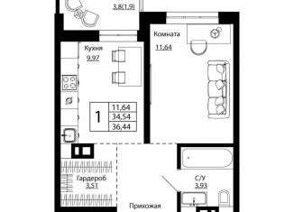 Продажа 1-ком. квартиры, 36 м2, Ростов-на-Дону, улица Текучёва, 370/2