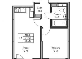 Однокомнатная квартира на продажу, 34.7 м2, Санкт-Петербург, Ивинская улица, 1к2