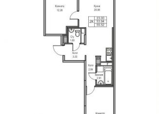 Продажа 2-ком. квартиры, 53.9 м2, Санкт-Петербург, Ивинская улица, 1к2