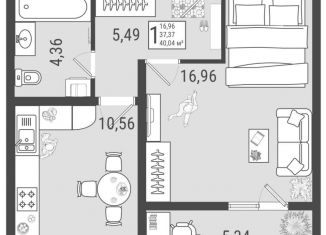 Продаю 1-ком. квартиру, 44.1 м2, Самарская область