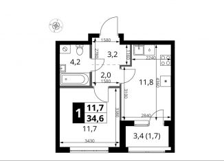 Продаю 1-комнатную квартиру, 34.6 м2, поселение Мосрентген