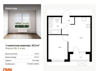 1-комнатная квартира на продажу, 33.3 м2, Ярославская область, жилой комплекс Волга Парк, 5Б