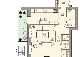 Продается двухкомнатная квартира, 58 м2, Волгоград, улица Землячки, 84