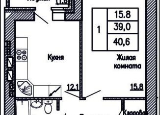 Продажа однокомнатной квартиры, 40.6 м2, Воронежская область