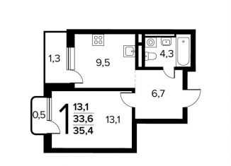 Продаю 1-ком. квартиру, 35.4 м2, Москва