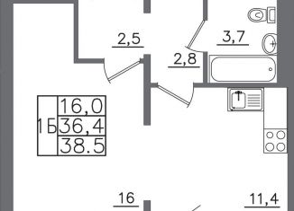 1-комнатная квартира на продажу, 38.5 м2, Иркутск