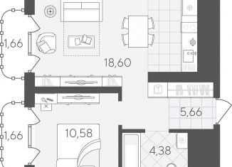 Продажа 1-комнатной квартиры, 42.5 м2, Тюмень, улица Вадима Бованенко, 11