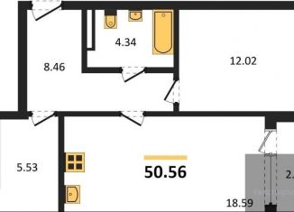 Продаю однокомнатную квартиру, 50.6 м2, Воронеж