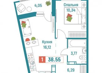 Продается 1-комнатная квартира, 38.6 м2, Мурино, ЖК Графика