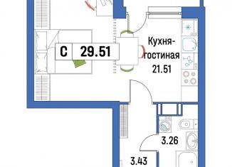 Квартира на продажу студия, 29.5 м2, Мурино, ЖК Урбанист