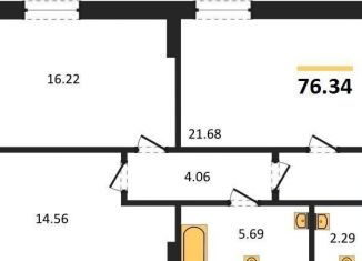 Продаю 2-ком. квартиру, 75.4 м2, Воронеж, Донбасская улица, 25к2