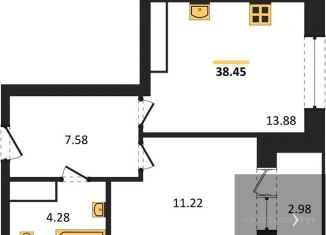 Продажа 1-комнатной квартиры, 38.4 м2, Воронеж, Ленинский район