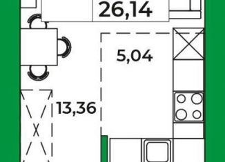 Продам квартиру студию, 26.1 м2, село Зубово