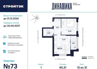 Продается 1-ком. квартира, 40.3 м2, Екатеринбург, Кировский район, улица Малышева, 145