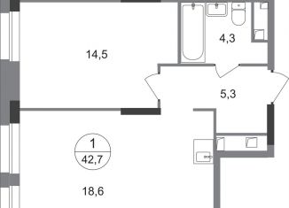 Продаю 1-ком. квартиру, 42.7 м2, Москва