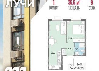 Продам однокомнатную квартиру, 36.6 м2, Москва, ЗАО