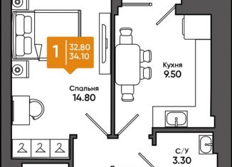 Продаю 1-ком. квартиру, 34.1 м2, Азов