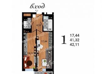 Продается однокомнатная квартира, 42.1 м2, Воронеж, Коминтерновский район, улица Антонова-Овсеенко, 35С