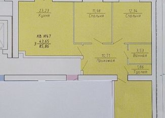 Продается 3-комнатная квартира, 85.9 м2, Рязань, Железнодорожный район, Михайловское шоссе, 234к1