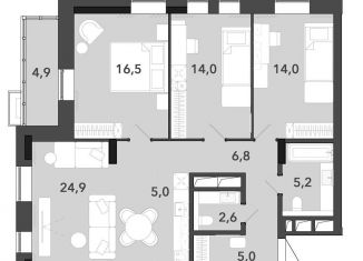 Продается 4-ком. квартира, 98.9 м2, Новосибирск, Ленинский район, улица Титова, с34