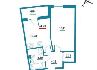 Продается однокомнатная квартира, 41.8 м2, Мурино