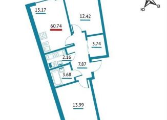 Продажа 2-ком. квартиры, 60.7 м2, Ленинградская область