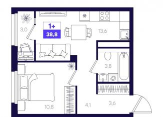 Продажа 1-ком. квартиры, 38.8 м2, Тюменская область