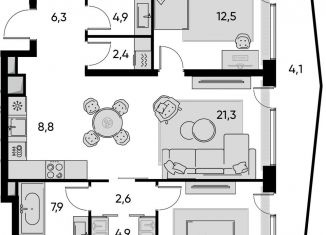 Продается 3-комнатная квартира, 90.8 м2, Москва, метро Дмитровская