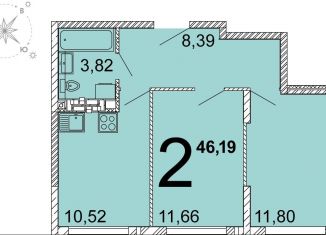 Продам 2-ком. квартиру, 46.2 м2, Свердловская область, улица Академика Ландау, 36