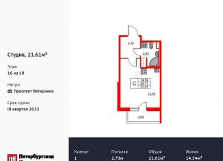 Продаю квартиру студию, 21.6 м2, Ленинградская область