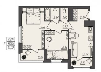 Продается 2-ком. квартира, 51.2 м2, Волгоградская область