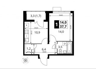 Продается 1-комнатная квартира, 37.7 м2, поселок Битца, Южный бульвар, 10