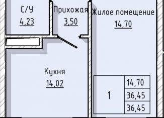 Продам 1-комнатную квартиру, 36.5 м2, Нальчик, улица А.А. Кадырова, 24, ЖК Молодёжный