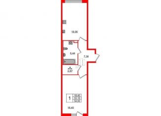 1-ком. квартира на продажу, 54.9 м2, Санкт-Петербург, Петроградский район, Петровский проспект, 22